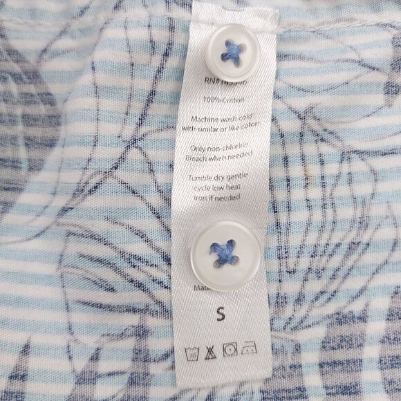 MTL Made To Live Shirt Youth Small Blue Tropical Print Button Up Slim Fit - Picture 6 of 8